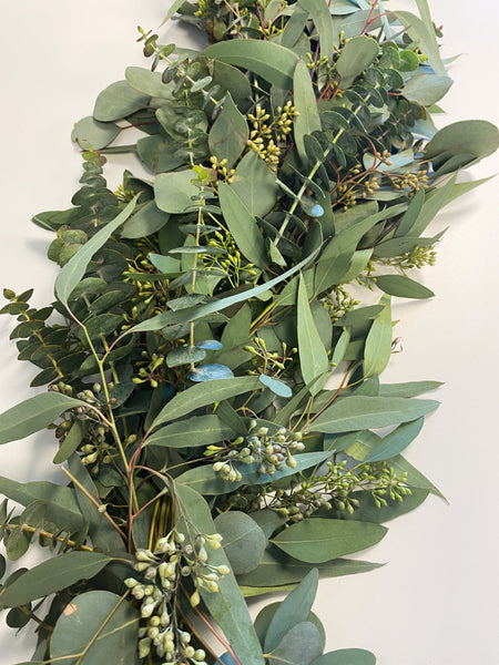 Olive, Podocarpus and Seeded Eucalyptus Garland
