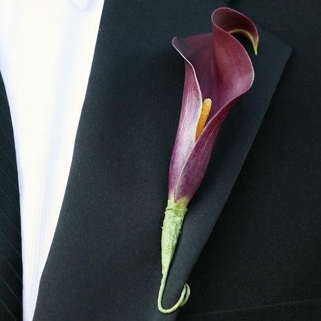 Dark Purple Mini Calla Boutonniere