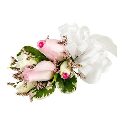 Pink & White Rose Pin Corsage