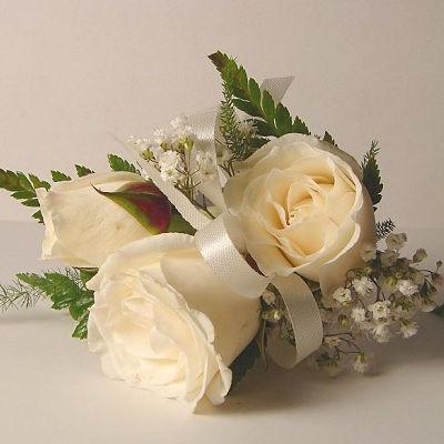 white rose prom corsage