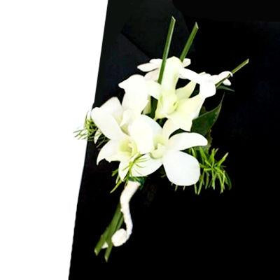 White Dendrobium Orchid Boutonniere